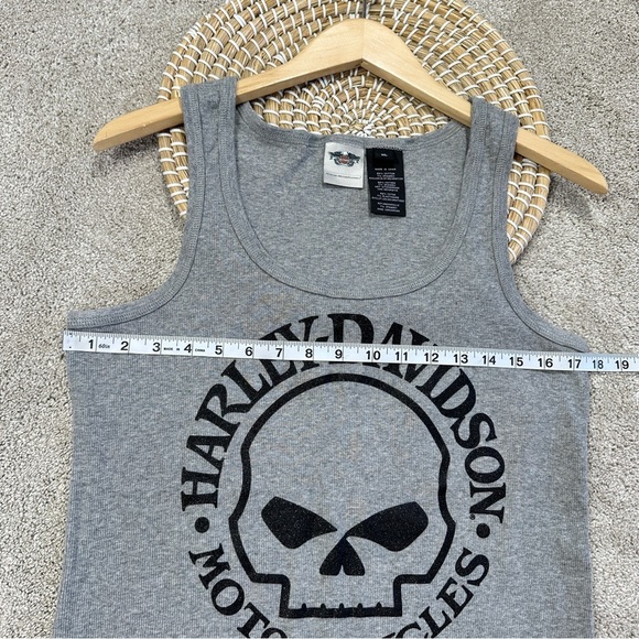 Harley Davidson Motorcycles Women’s Ribbed Ultra Classic Skull Tank Top Gray XL - Picture 10 of 10